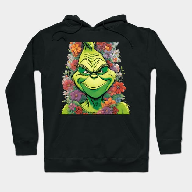 Flowery Grinch Hoodie by blaurensharp00@gmail.com